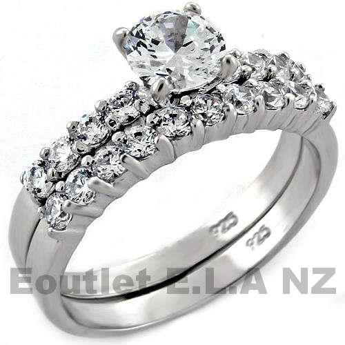 1.42ct CZ SOLID SILVER WEDDING SET-size 5/6/7/8